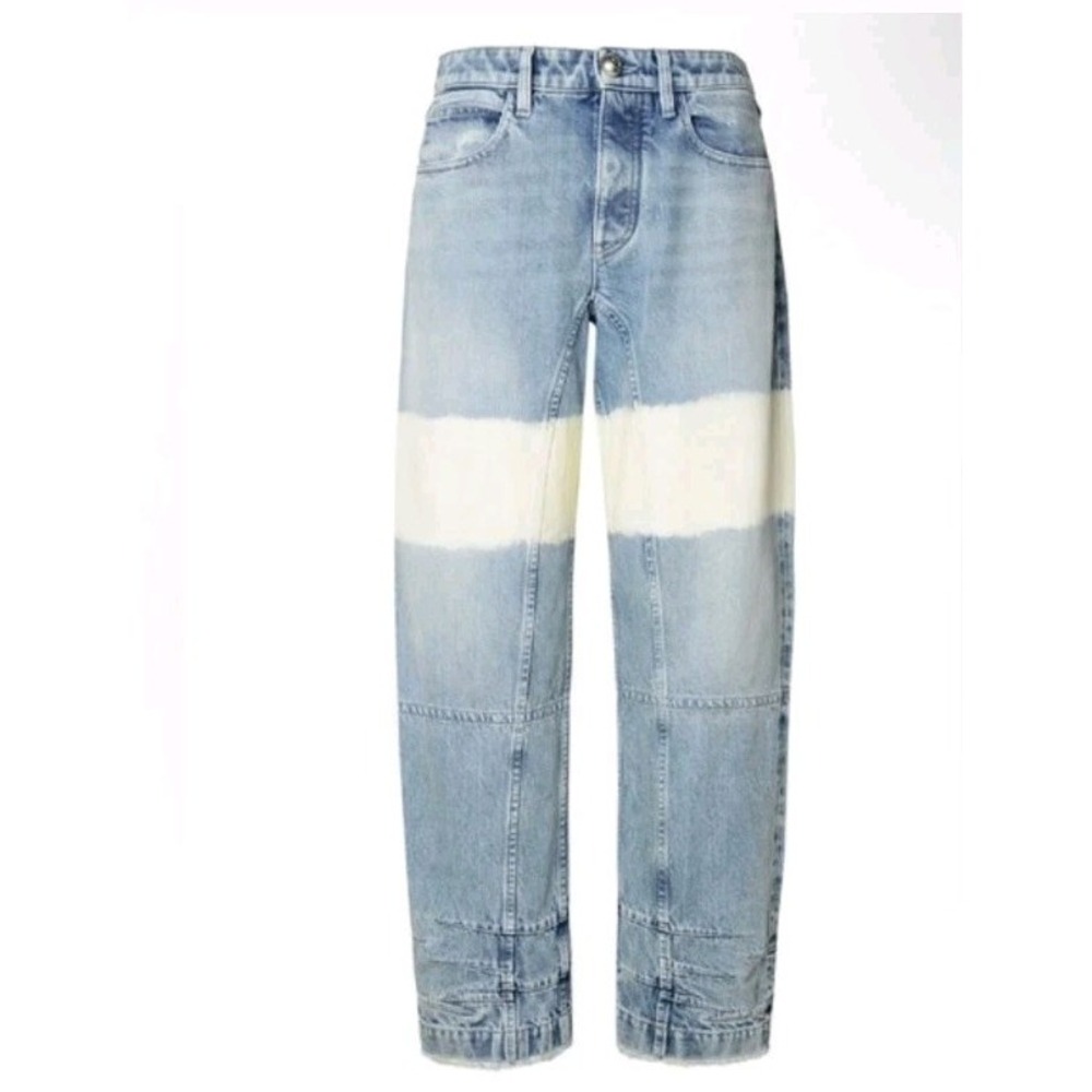 Jil Sander Bleach Stripe Raw Hem Jeans Size 38 Diagonal Cotton Organic Denim‎